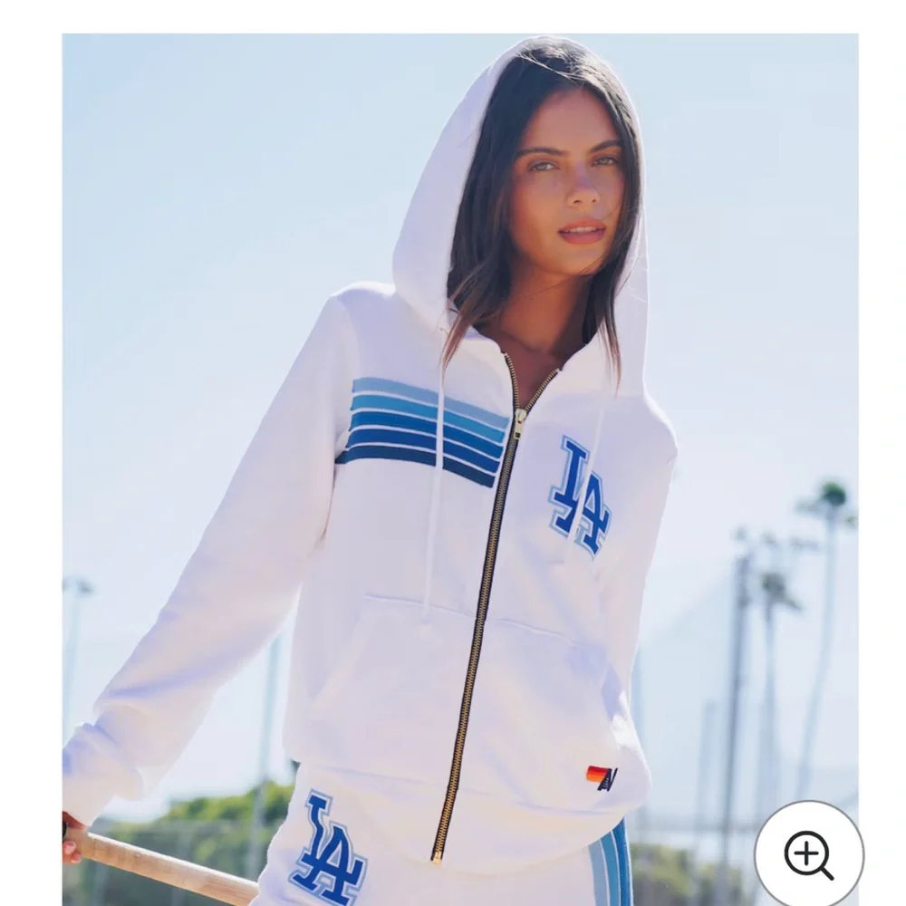 Aviator Nation White Hoodie with Blue Accents - Picture 5 of 5